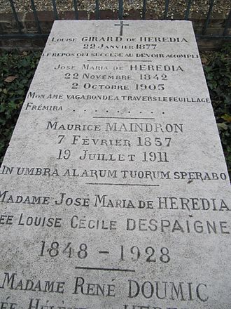 Tombe de J-M de Heredia à Bonsecours